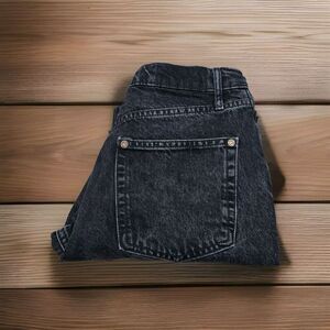 WE THE FREE Tapered Baggy High Rise Boyfriend Fit Raw Hem Jeans Black‎ Size 27